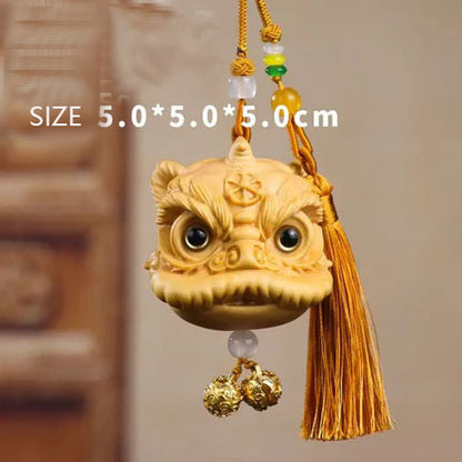 Boxwood lion dance pendant car ornament