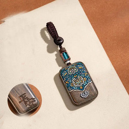 Green Sandalwood Ping An No Incident Brand High-end Men's and Women's Exquisite Car Key Chain Custom Lettering Pendant Bag Charm