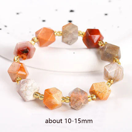 Natural coral jade hexagonal star bracelet