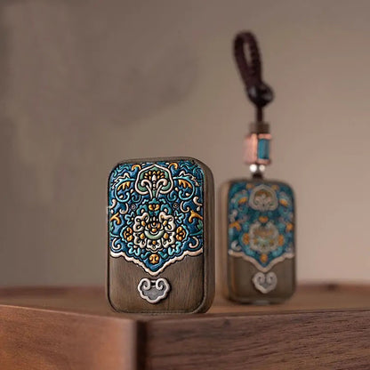 Green Sandalwood Ping An No Incident Brand High-end Men's and Women's Exquisite Car Key Chain Custom Lettering Pendant Bag Charm