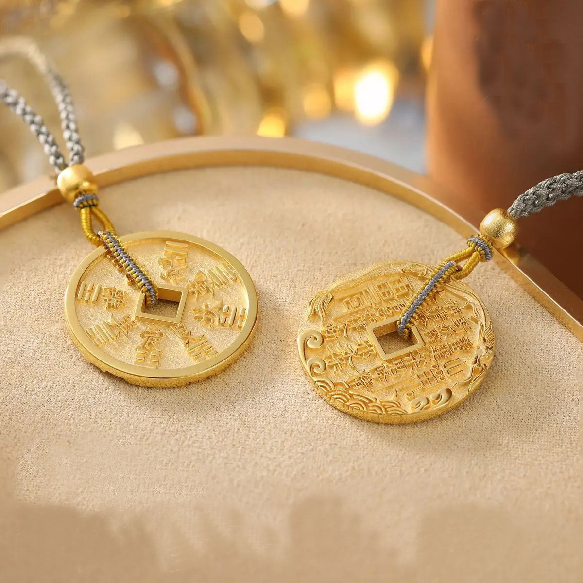 Mountain laurel coin double-sided pendant