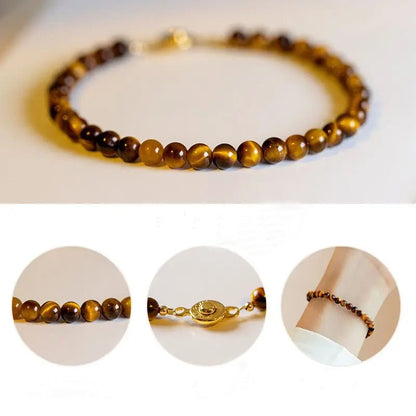 UMQ Wealth Bracelet Pure Natural Tiger Eye Stone Bracelet Unpopular and Unbumped White Niche Crystal Hand String Women's Jewelry