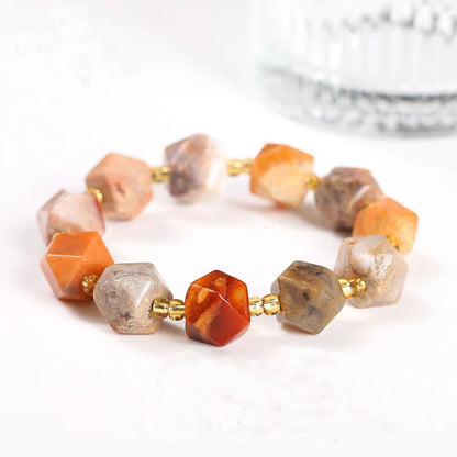 Natural coral jade hexagonal star bracelet
