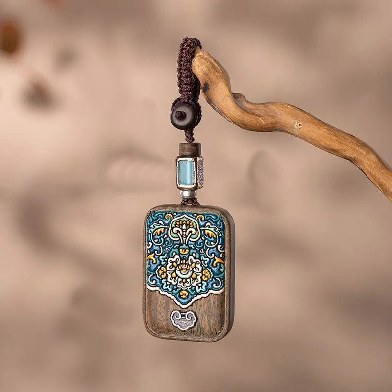 Green Sandalwood Ping An No Incident Brand High-end Men's and Women's Exquisite Car Key Chain Custom Lettering Pendant Bag Charm