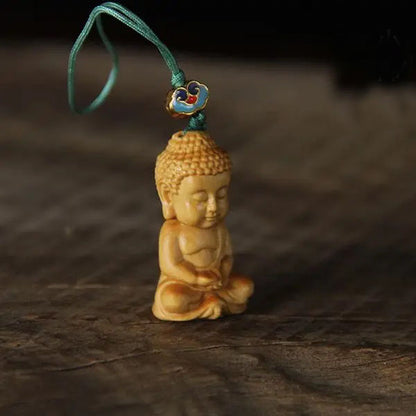 Small Leaf Boxwood Small Bergamot Machine Pendant Solid Wood Baby Buddha Big Day Tathagata Bag Hanging Ornament Play Couple Gift