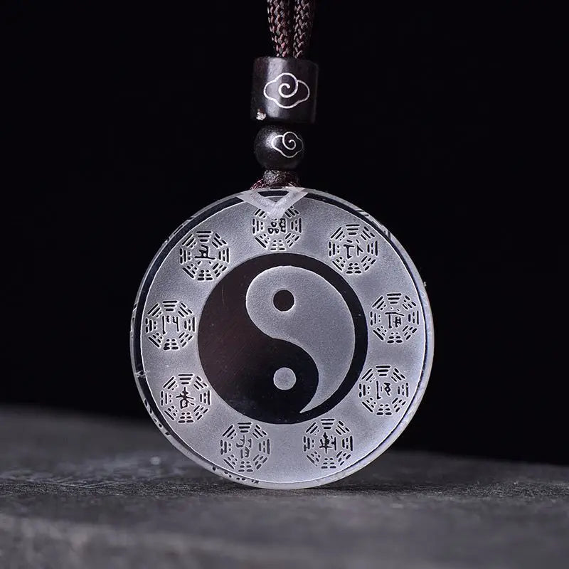 White crystal Tai Chi Bagua pendant