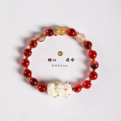 Candy Heart Agate Lucky Bead Bracelet