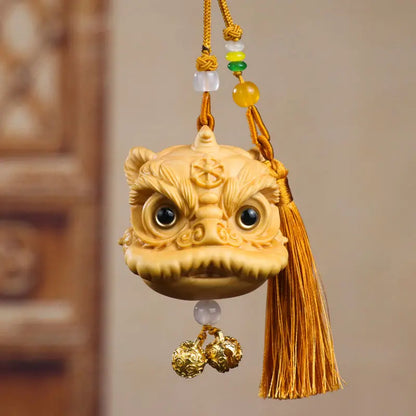 Boxwood lion dance pendant car ornament