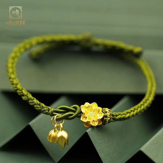 Hand-woven Lotus Lucky Bead Bracelet
