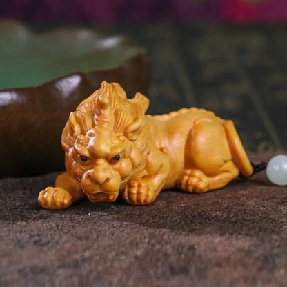 Boxwood carved Tianlu Pixiu fortune-attracting hand-held ornament