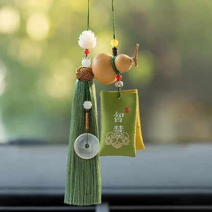 Car Pendant Fulu Gourd Creative Car Accessories Men's and Women's Green Sachet Bag Peace Rearview Mirror Decorations Bless Safe