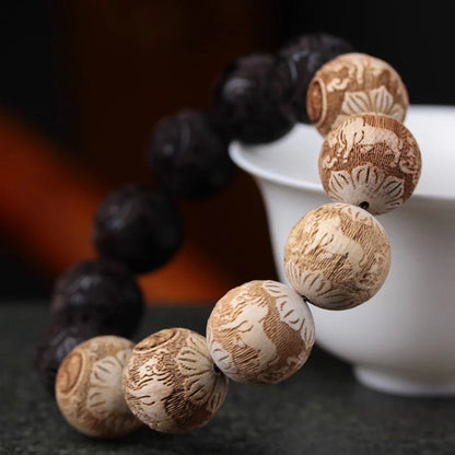 Yin-Yang Bead Heaven and Earth Bracelet, Ebony Camphorwood