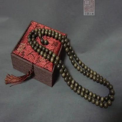 Golden nanmu bracelet, natural wooden Buddhist beads