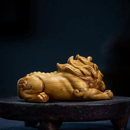 Boxwood carved Tianlu Pixiu fortune-attracting hand-held ornament