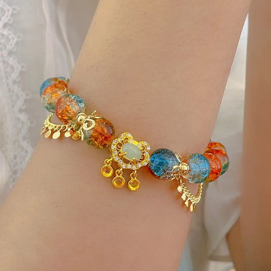 Flying Apsaras Dunhuang Colorful Glass Bracelet