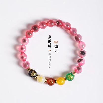 Candy Heart Agate Lucky Bead Bracelet