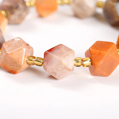 Natural coral jade hexagonal star bracelet