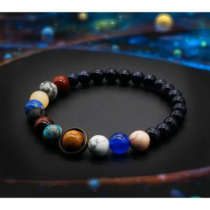 Romantic Universe Elastic Bracelet Couple Star Milky Way Volcanic Stone Beads Planet Original Natural stone Hand String Gifts