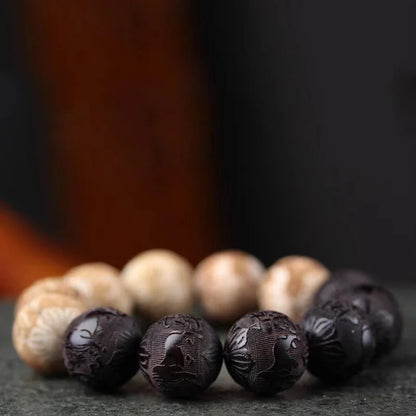 Yin-Yang Bead Heaven and Earth Bracelet, Ebony Camphorwood