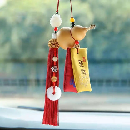 Car Pendant Fulu Gourd Creative Car Accessories Men's and Women's Green Sachet Bag Peace Rearview Mirror Decorations Bless Safe