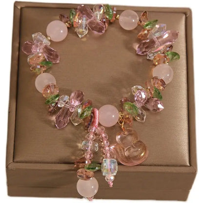 Forest-style fresh rose quartz bracelet