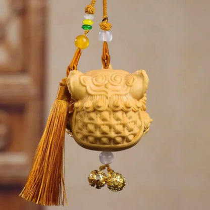 Boxwood lion dance pendant car ornament