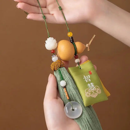 Car Pendant Fulu Gourd Creative Car Accessories Men's and Women's Green Sachet Bag Peace Rearview Mirror Decorations Bless Safe