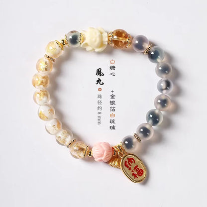 Candy Heart Agate Lucky Bead Bracelet