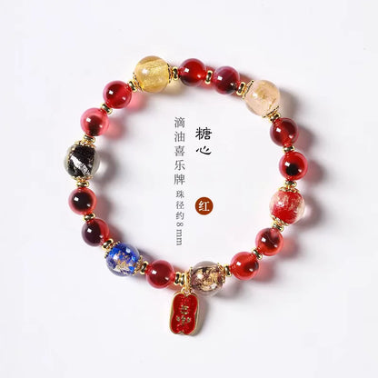 Candy Heart Agate Lucky Bead Bracelet