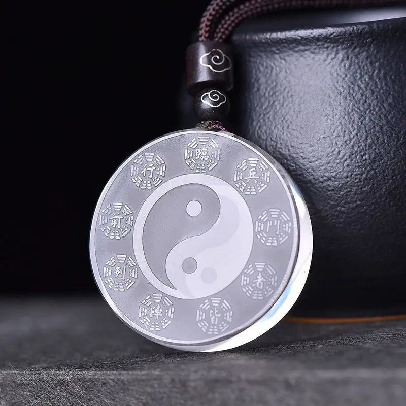 White crystal Tai Chi Bagua pendant