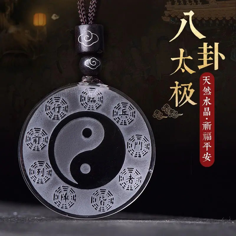 White crystal Tai Chi Bagua pendant