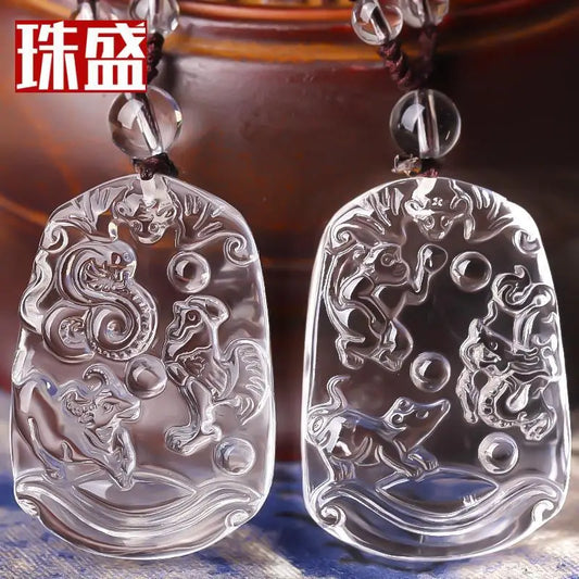 White crystal zodiac pendant