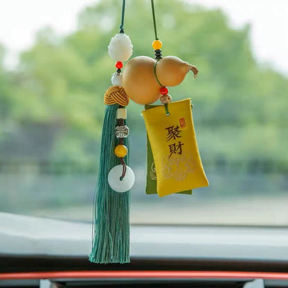 Car Pendant Fulu Gourd Creative Car Accessories Men's and Women's Green Sachet Bag Peace Rearview Mirror Decorations Bless Safe