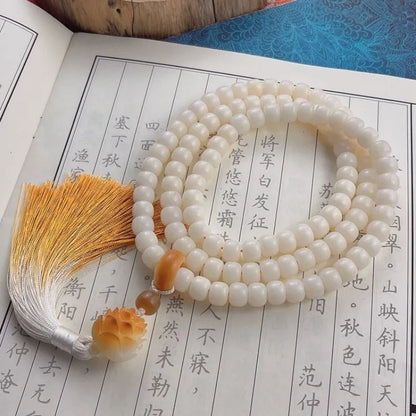 White jade bodhi 108 beads bracelet
