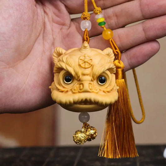 Boxwood lion dance pendant car ornament