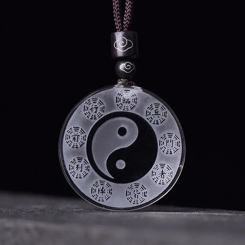 White crystal Tai Chi Bagua pendant