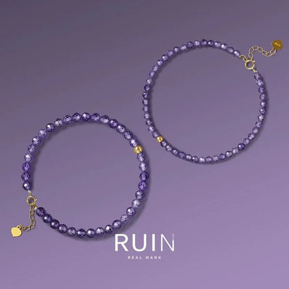 Natural Faceted Light Luxury Amethyst Bracelet for Women Simple and Niche Design Extremely Delicate Jewelry Gift for Girlfriend