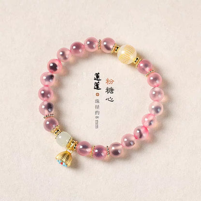 Candy Heart Agate Lucky Bead Bracelet