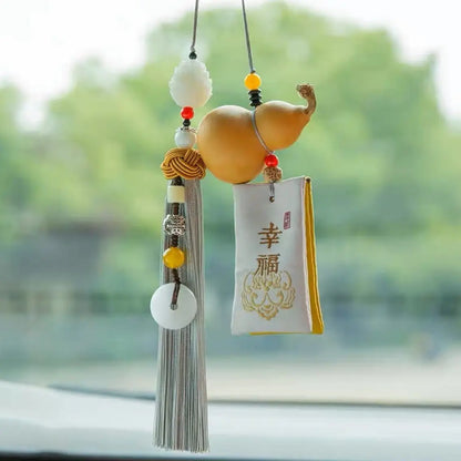 Car Pendant Fulu Gourd Creative Car Accessories Men's and Women's Green Sachet Bag Peace Rearview Mirror Decorations Bless Safe