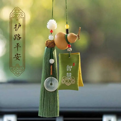 Car Pendant Fulu Gourd Creative Car Accessories Men's and Women's Green Sachet Bag Peace Rearview Mirror Decorations Bless Safe