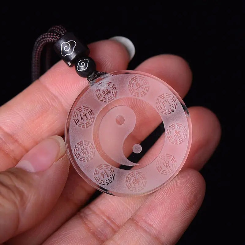 White crystal Tai Chi Bagua pendant