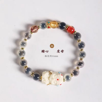 Candy Heart Agate Lucky Bead Bracelet