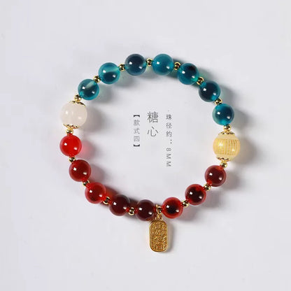 Candy Heart Agate Lucky Bead Bracelet