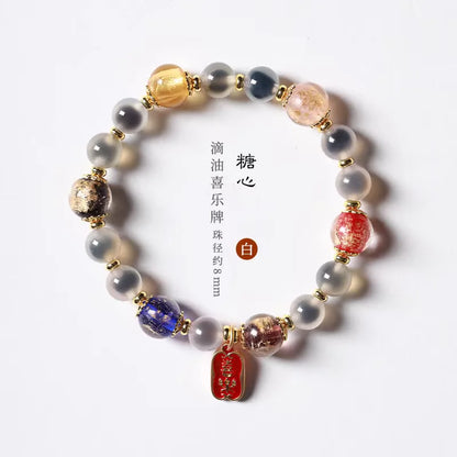 Candy Heart Agate Lucky Bead Bracelet