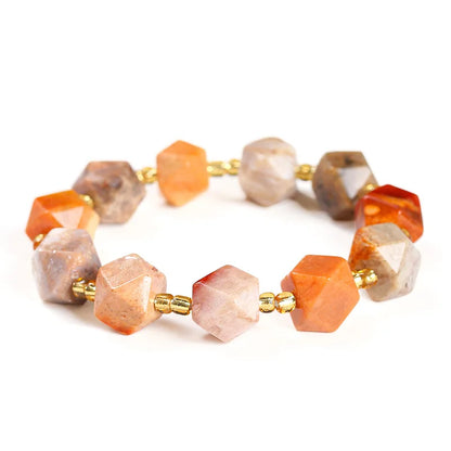 Natural coral jade hexagonal star bracelet