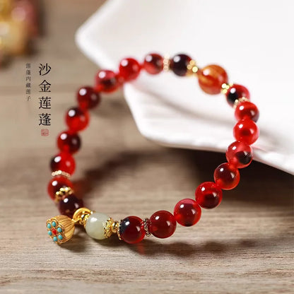 Candy Heart Agate Lucky Bead Bracelet