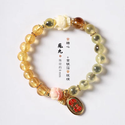 Candy Heart Agate Lucky Bead Bracelet