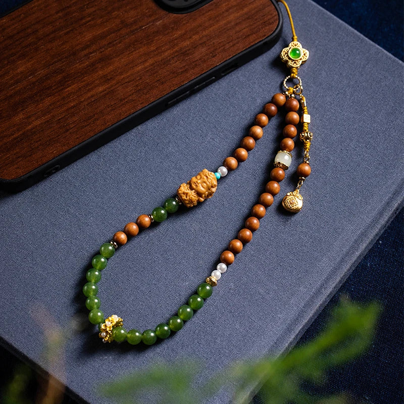 Natural sandalwood exquisite mobile phone chain