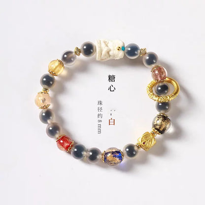 Candy Heart Agate Lucky Bead Bracelet