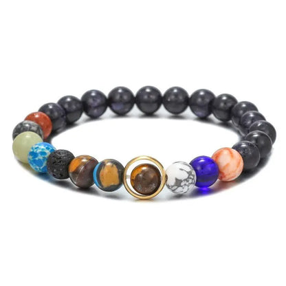 Romantic Universe Elastic Bracelet Couple Star Milky Way Volcanic Stone Beads Planet Original Natural stone Hand String Gifts